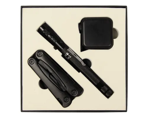 Набор подарочный Solution Superior Trio (Фонарь телескопический Tools Flashlight, рулетка Tools Master, 3 метра, Мультитул Tools Hardwork) черный Набор подарочный Solution Superior Trio (Фонарь телескопический Tools Flashlight, рулетка Tools Master, 3 метра, Мультитул Tools Hardwork) черный