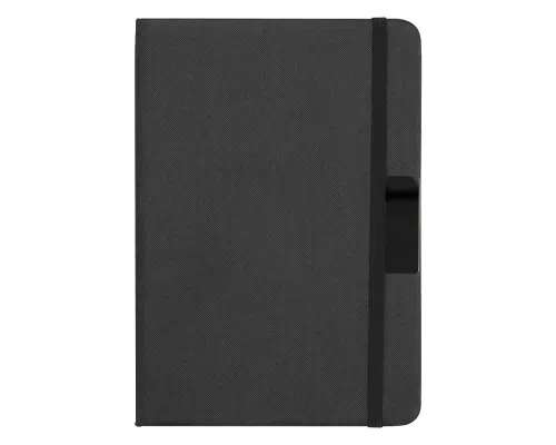 Блокнот А5 Hobard, в твердой тканевой обложке c резинкой в линейку, черный