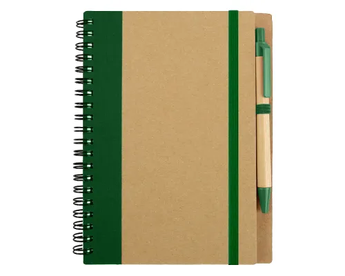 Блокнот B6 Easy Way, на пружине, в твердой обложке, c ручкой, зеленый