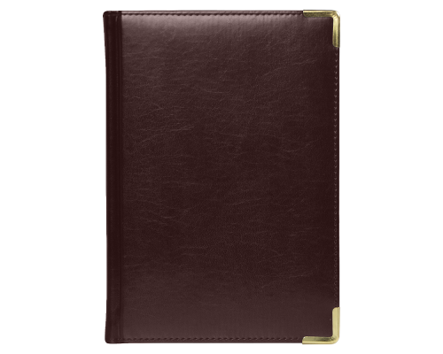 Ежедневник полудатированный Classic Pristine Gold А5, темно-коричневый с золотом, с металлическими уголками, в твердой обложке с поролоном Ежедневник полудатированный Classic Pristine Gold А5, темно-коричневый с золотом, с металлическими уголками, в твердой обложке с поролоном
