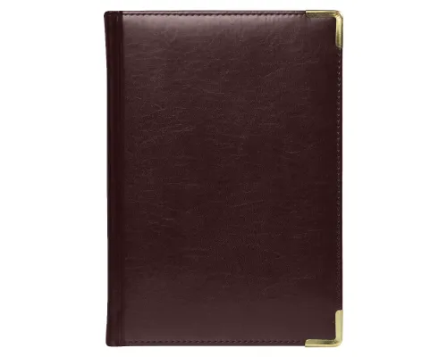 Ежедневник полудатированный Classic Pristine Gold А5, темно-коричневый  с золотом, с металлическими уголками, в твердой обложке с поролоном