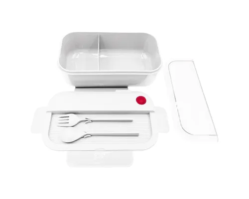 Герметичный контейнер для еды (ланч бокс) BON VOYAGE, пластиковый, белый с красным элементом, 1100 мл.