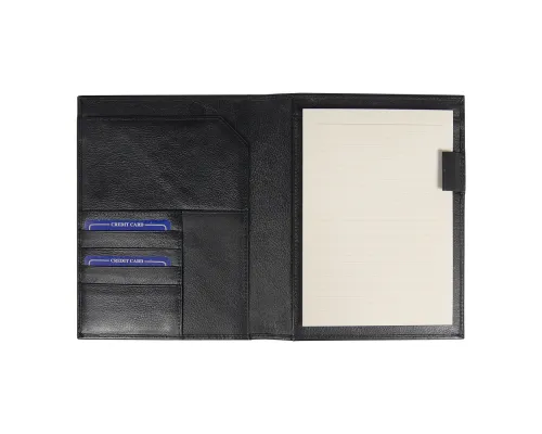 Суперобложка из натуральной кожи Universal leather размер А5+ , черная,  с блокнотом