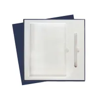 Коробка подарочная Solution Superior Alfa Fabrique под ежедневник и ручку, темно-синяя, 25,7x25,7x2,8 см  бежевый ложемент
