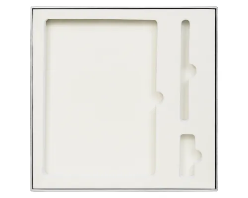Коробка подарочная Solution Superior Linen под ежедневник, ручку и флешку, серебро, 25,7x25,7 см, бежевый ложемент