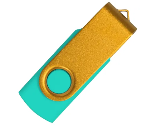 Флеш накопитель USB 2.0 Twister Сolor Mix 16GB, пластик Софт Тач/металл, бирюзовый/желтый