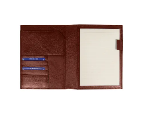 Суперобложка из натуральной кожи Universal leather размер А5+ , коричневая,  с блокнотом