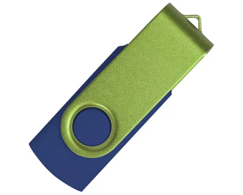 Флеш накопитель USB 2.0 Twister Сolor Mix 16GB, пластик Софт Тач/металл, темно-синий/светло-зеленый