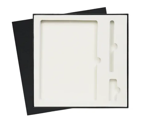 Коробка подарочная Solution Superior Linen под ежедневник, ручку и флешку, черная, 25,7x25,7 см, бежевый ложемент