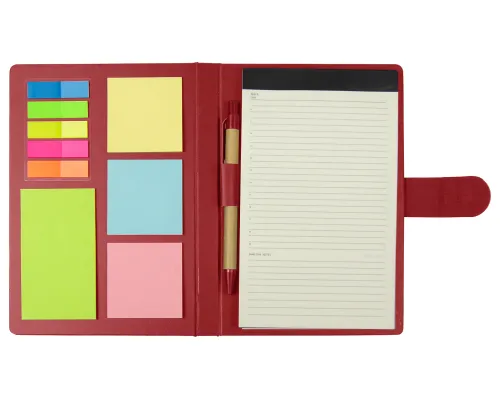 Блокнот А5 Tasmania, в твердой обложке с шариковой ручкой и стикерами, блок в линейку, красный