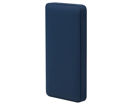 Внешний аккумулятор (powerbank)  «WeCharge Soft Touch»,  10 000 mAH, Power Delivery (PD) 25.5W, со светящимся логотипом после гравировки, c цифровым дисплеем для контроля заряда, темно-синий