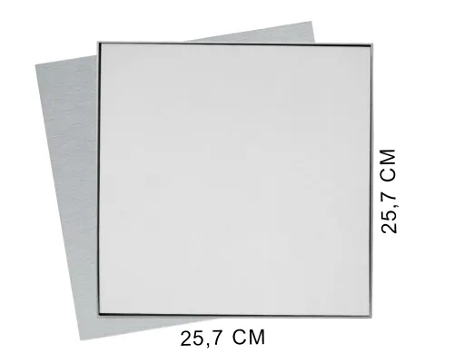 Коробка подарочная Solution Superior Alfa Linen под индивидуальную вырубку, серебро, 25,7x25,7x2,8 см, бежевый ложемент