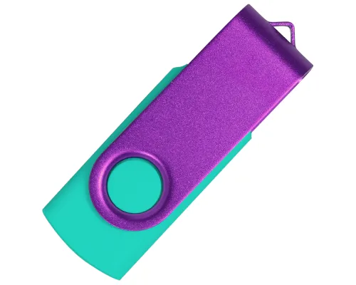 Флеш накопитель USB 2.0 Twister Сolor Mix 16GB, пластик Софт Тач/металл, бирюзовый/фиолетовый