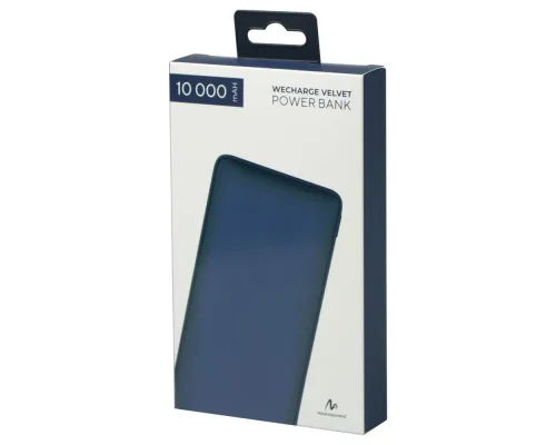 Внешний аккумулятор (powerbank) «WeCharge Velvet», 10 000 mAH, 5V -2A , c цифровым дисплеем для контроля заряда, темно-синий
