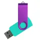Флеш накопитель USB 2.0 Twister Сolor Mix 16GB, пластик Софт Тач/металл, бирюзовый/фиолетовый