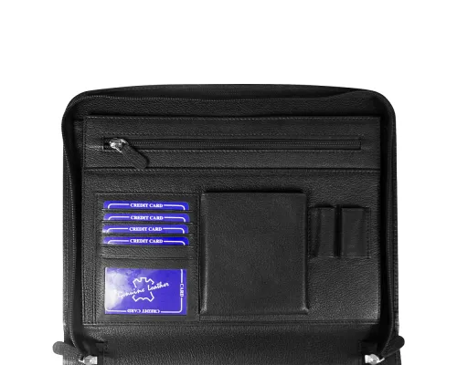 Папка для документов из натуральной кожи Senat leather размер А4+ , черная Папка для документов из натуральной кожи Senat leather размер А4+ , черная