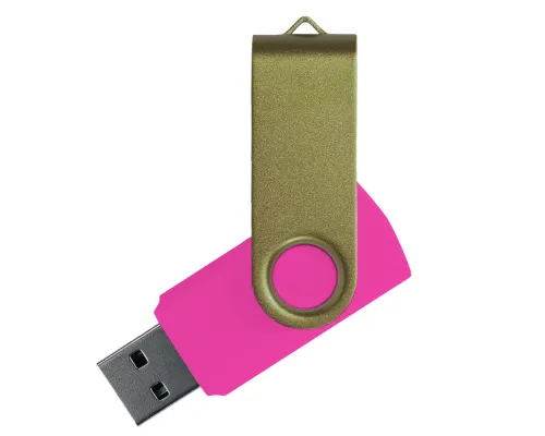 Флеш накопитель USB 2.0 Twister Сolor Mix 16GB, пластик Софт Тач/металл, розовый/оливковый