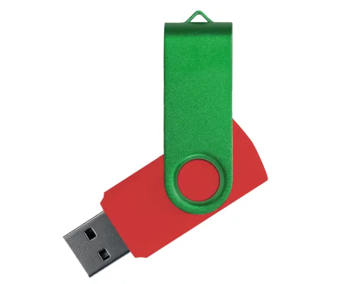 Флеш накопитель USB 2.0 Twister Сolor Mix 16GB, пластик Софт Тач/металл, красный/зеленый