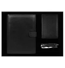 Набор подарочный Solution Prestige Quadro (Блокнот Flexy Forest Urban Latte в суперобложке Country Leather Sky, обложка для автодокументов Leather Sun, нож складной Tools Impression)