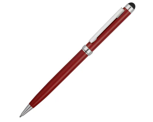 Ручка шариковая со стилусом Silver Soi, металлическая, красная/серебристая