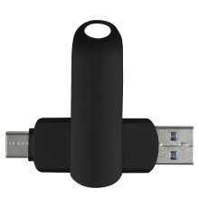 Флеш накопитель  USB 3.0 + TYPE C Cupertino, металл, черный матовый, 32 GB