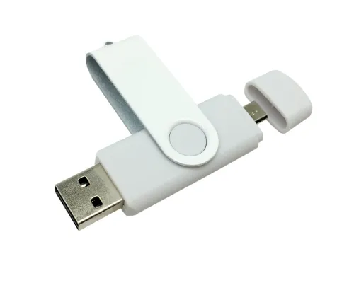 Флеш накопитель USB 2.0/OTG Twister Smart 16GB, пластик Софт Тач/металл, белый/белый Флеш накопитель USB 2.0/OTG Twister Smart 16GB, пластик Софт Тач/металл, белый/белый