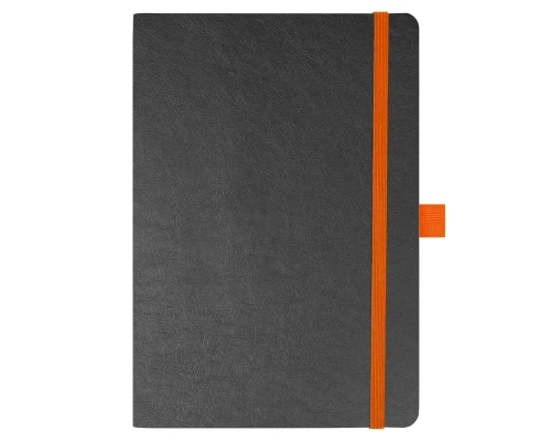 Блокнот Flexy Forest Urban Soft leather  А5, недатированный, с резинкой и петлей для ручки, в гибкой обложке, черно-оранжевый