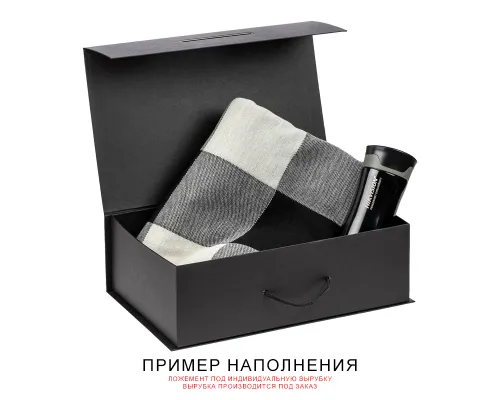 Подарочная коробка, размер 39*26,3*11 см, Solution Prestige Big Case Soft с магнитным клапаном и ручкой , с EVA ложементом 36,8*25,1*4 см под индивидуальную вырубку  , черная,