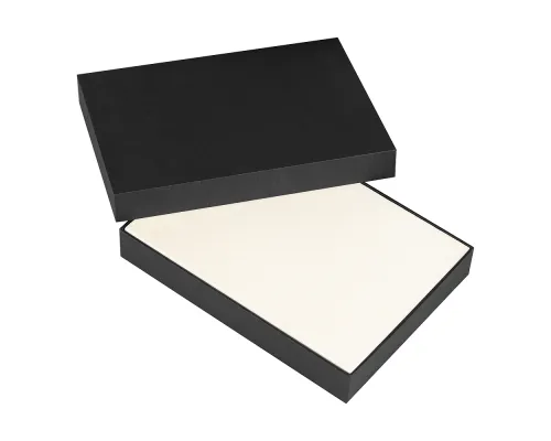 Коробка подарочная, размер 24*17,5*3 см, Solution Superior Linen, черная, бежевый ложемент под два прямоугольных предмета