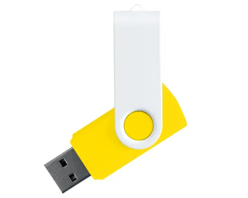 Флеш накопитель USB 2.0 Twister Сolor Mix 16GB, пластик Софт Тач/металл, желтый/белый