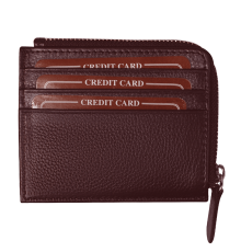 Универсальный футляр для кредитных карт и монет (картхолдер) leather Hill на молнии горизонтальный из натуральной кожи, коричневый