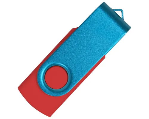 Флеш накопитель USB 2.0 Twister Сolor Mix 16GB, пластик Софт Тач/металл, красный/голубой