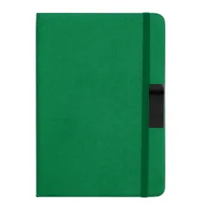 Блокнот А5 Hobard, в твердой тканевой обложке c резинкой в линейку, зеленый