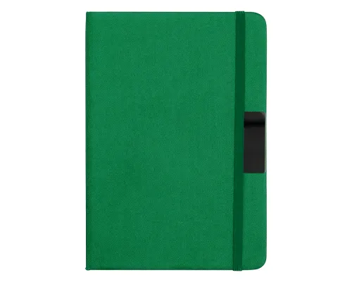 Блокнот А5 Hobard, в твердой тканевой обложке c резинкой в линейку, зеленый
