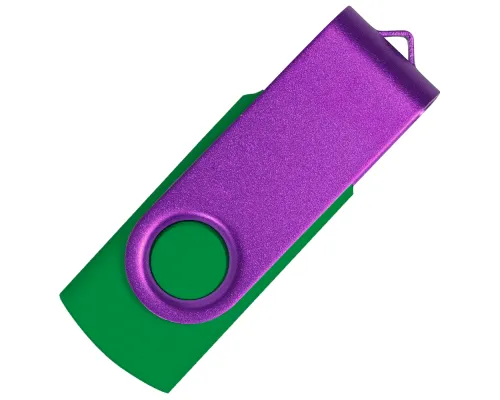 Флеш накопитель USB 2.0 Twister Сolor Mix 16GB, пластик Софт Тач/металл, зеленый/фиолетовый