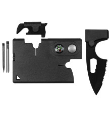 Карточка Tools leeds, 9 функций, инструменты из нержавеющей стали, корпус из полупрозрачного черного  пластика
