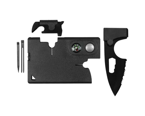 Карточка Tools leeds, 9 функций, инструменты из нержавеющей стали, корпус из полупрозрачного черного  пластика