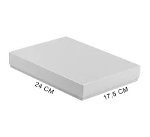 Коробка подарочная, размер 24*17,5*3 см, Solution Superior Linen, серебристая, бежевый ложемент под индивидуальную вырубку