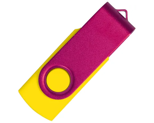 Флеш накопитель USB 2.0 Twister Сolor Mix 16GB, пластик Софт Тач/металл, желтый/розовый