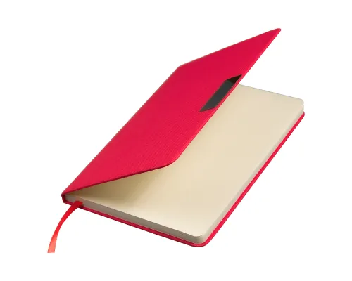 Блокнот А5 Hobard, в твердой тканевой обложке c резинкой в линейку, красный