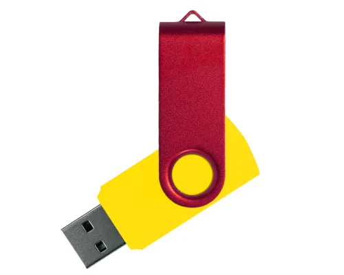 Флеш накопитель USB 2.0 Twister Сolor Mix 16GB, пластик Софт Тач/металл, желтый/красный