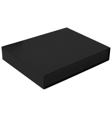Подарочная коробка, размер 29,5x40,5x8 см, Solution Prestige Linen с магнитным клапаном, черная, с черным ложементом