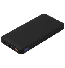 Внешний аккумулятор (powerbank)  «WeCharge Soft Touch»,  10 000 mAH, Power Delivery (PD) 25.5W, со светящимся логотипом после гравировки, c цифровым дисплеем для контроля заряда, черный
