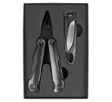 Набор подарочный мультитул и  брелок-/мультитул  Tools Hardwork , черный,  в подарочной коробке
