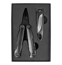 Набор подарочный мультитул и  брелок-/мультитул  Tools Hardwork , черный,  в подарочной коробке