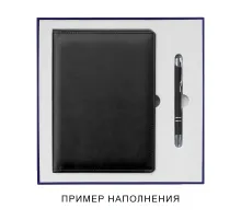 Коробка подарочная Solution Superior Alfa Fabrique под ежедневник и ручку, темно-синяя, 25,7x25,7x2,8 см  бежевый ложемент