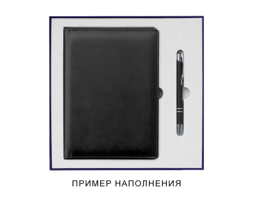Коробка подарочная Solution Superior Alfa Fabrique под ежедневник и ручку, темно-синяя, 25,7x25,7x2,8 см  бежевый ложемент