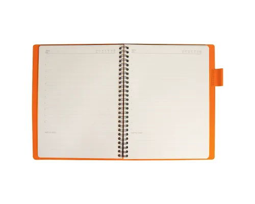 Ежедневник Flexy Verde Sivilia B5 на пружине, серо-оранжевый, недатированный, в гибкой обложке