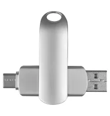Флеш накопитель USB 2.0 + TYPE C Cupertino, металл, серебристый матовый, 32 GB