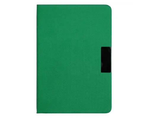 Блокнот А5 Hobard, в твердой тканевой обложке c резинкой в линейку, зеленый